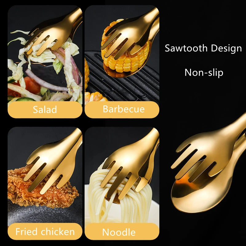 -Slip Stainless Steel Food Tongs